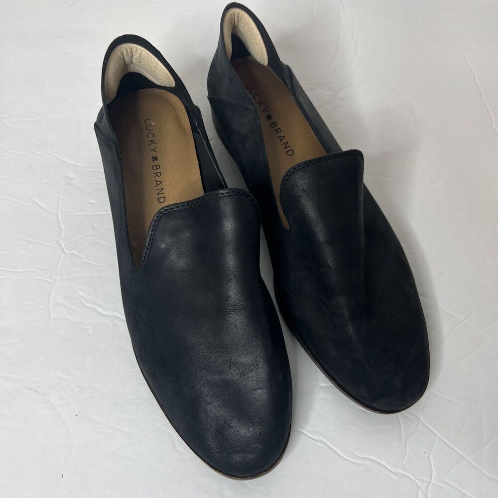 Lucky Brand Womens Size US 9M Cahill Black Leather Slip On Casual Loafer Shoes
